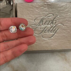 Kirks Folly Silver Earrings with Iridescent Accents